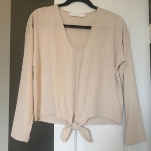 ASTR Cream Tie-Front Top